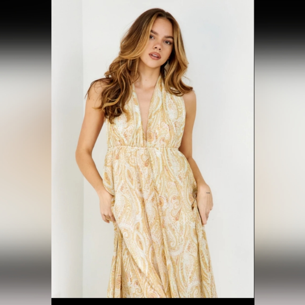 fab'rik Cream Resort Halter Maxi Dress - Picture 2 of 9